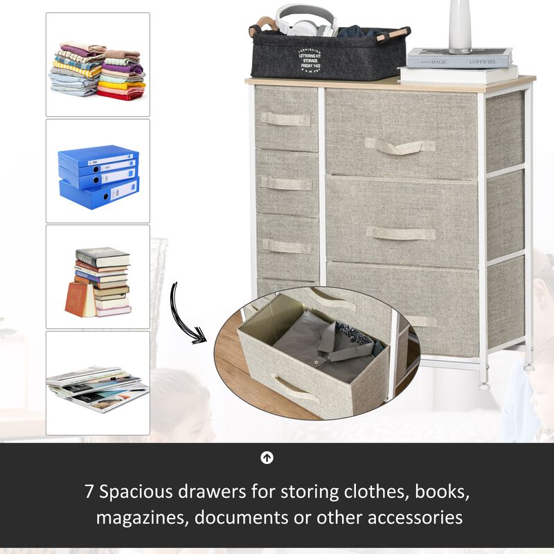 7-Drawer Storage Cabinet Organizer Unit with Fabric Bins for Bedroom  Dresser  Closets  Grey image number 4