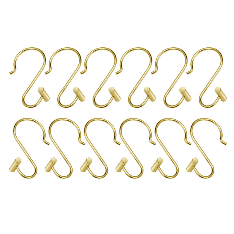 Metal Shower Curtain Hooks, Set of 12 image number 2