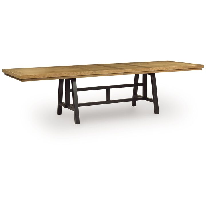 Dani Dining Table, 84-120 Inch Extendable Leafs, Oak Brown and Black