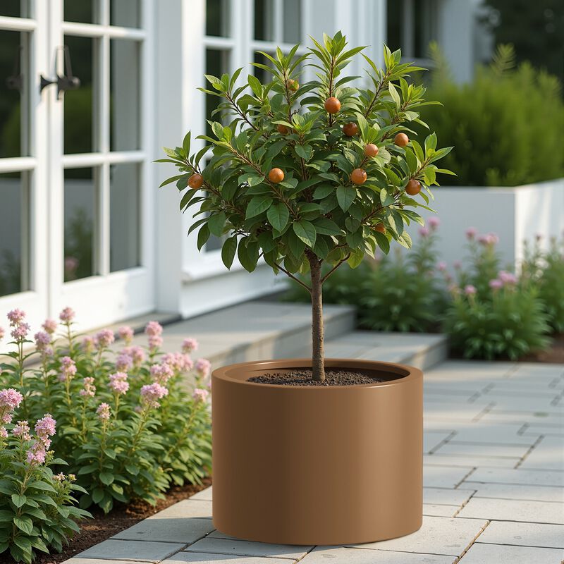 Heavy Duty Corten Steel Round Raised Garden Bed Kit, Brown Metal Planter Box
