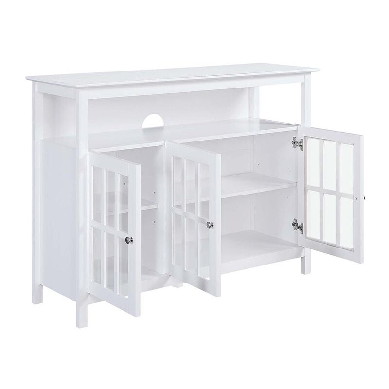 Convenience Concepts Big Sur Deluxe TV Stand with Storage Cabinets and Shelf for TVs up to 55 Inches White