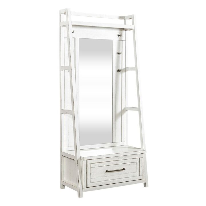 Liberty Furniture 2 Pc Hall Tree Set with Oak Framed Mirror and Storage Drawer - Charcoal