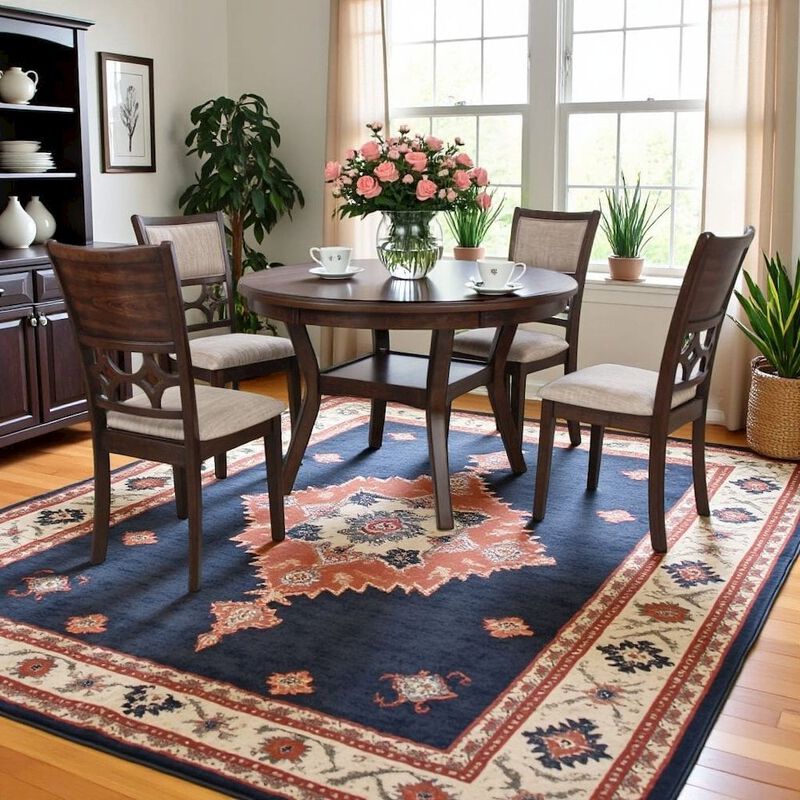Cherry Round Dining Table Set for 4 &ndash; Kitchen Table and Chairs Set image number 1