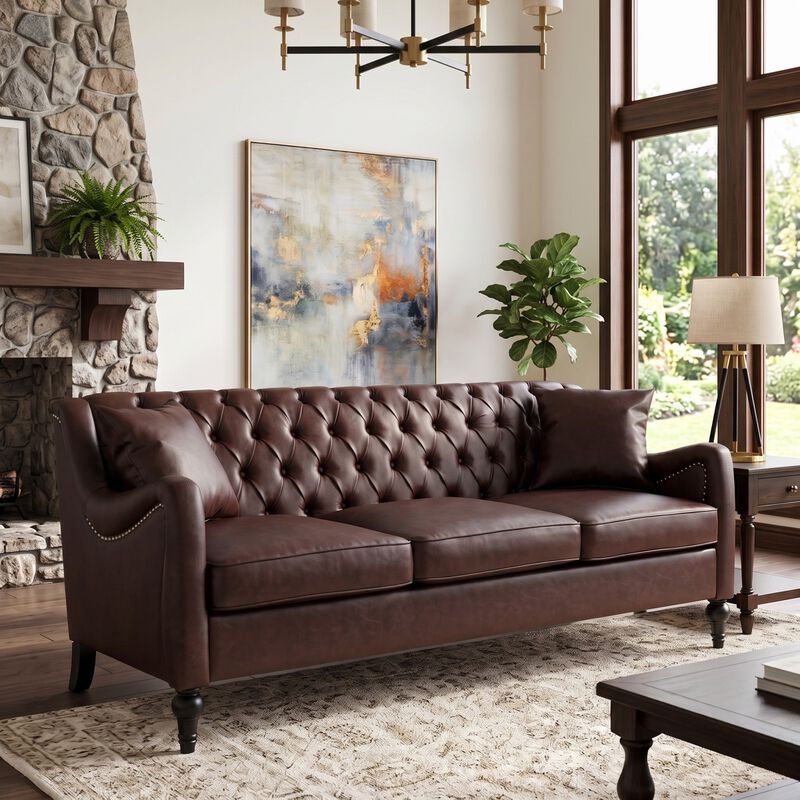 Zutung PU Leather 3‑Seater Sofa image number 4