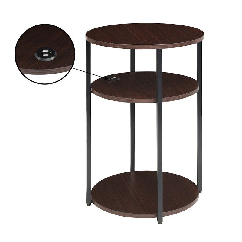 Convenience Concepts Designs2Go Simon 3 Tier End Table with USB Ports