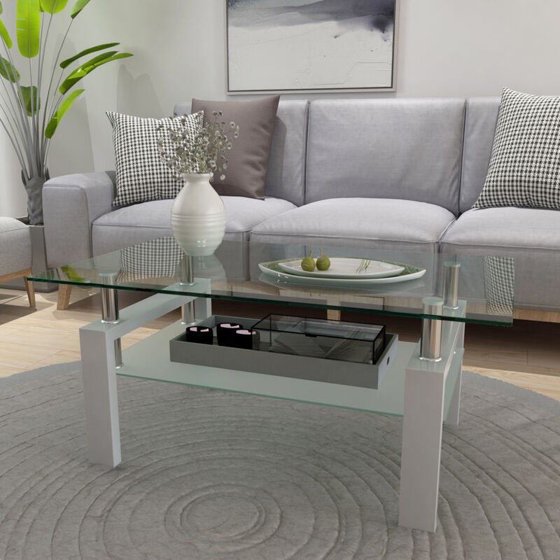 Clear Coffee Table Modern Side & Center Table for Stylish Living Room Decor