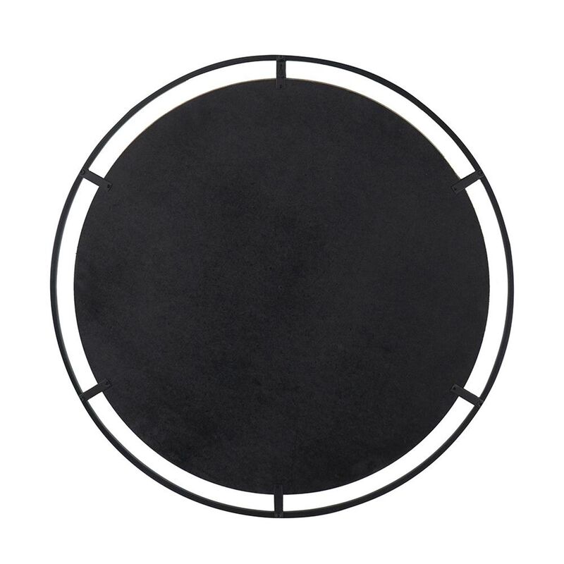 HomeRoots 32" Black Round Iron Framed Accent Mirror image number 2