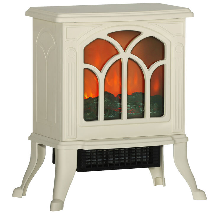 17" Freestanding Electric Fireplace Stove, Fire Place Heater with Realistic Logs and Flame Effect and Overheat Protection