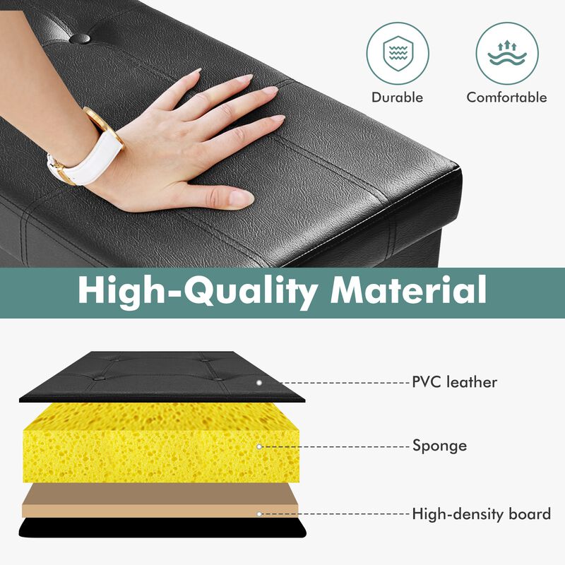 Large Folding Ottoman Storage Seat