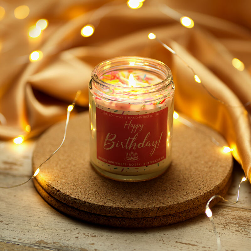 Birthday Candle Gift Set, 7oz Scented Soy Happy Birthday Candles