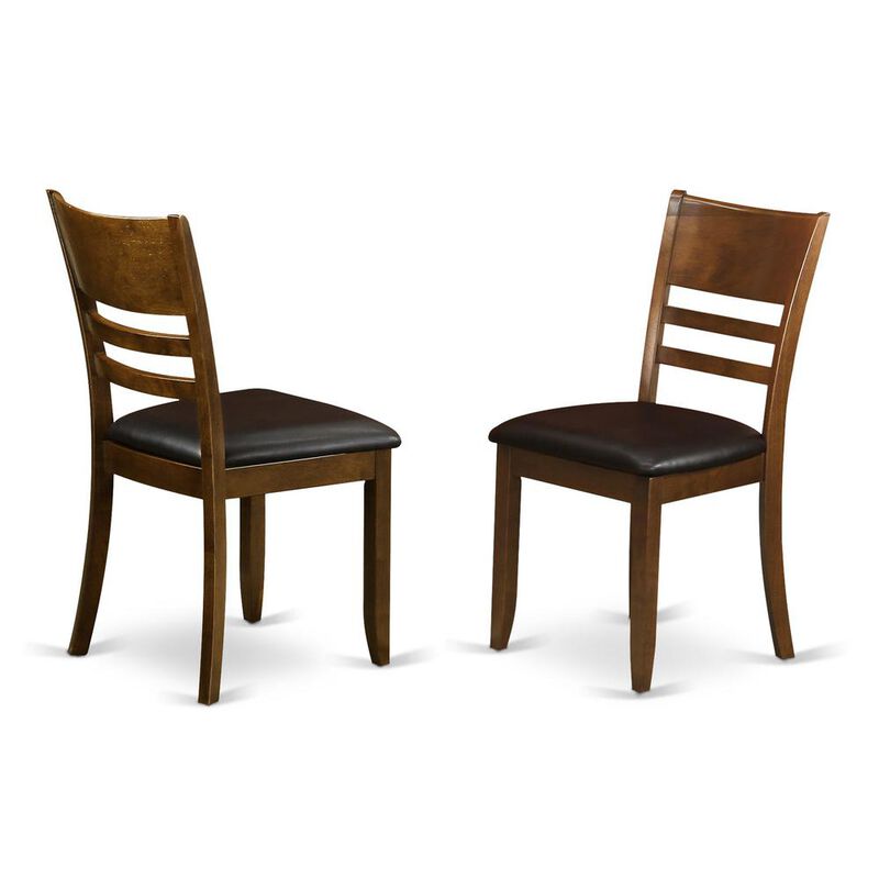 East West Furniture Lynfield  Dining  Room  Chair  with  Faux  Leather  Upholstered  Seat  in  Espresso  Finish,  Set  of  2