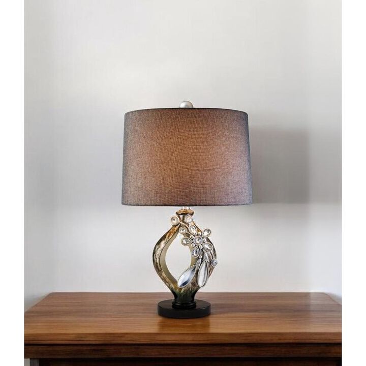 Hivvago Brown and Gold Faux Crystal Glam Accent Table Lamp
