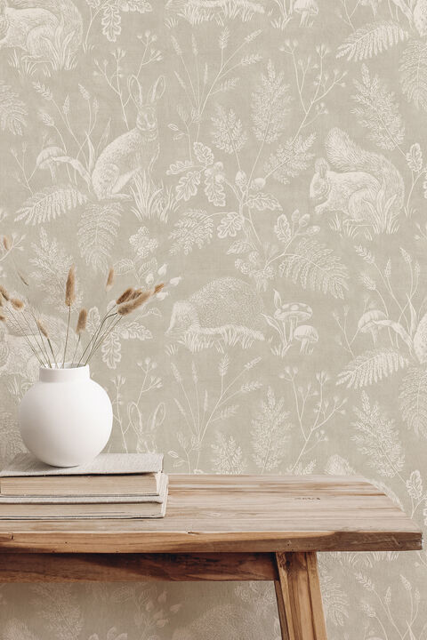 Woodland Light Grey Toile Wallpaper (Set of 2)