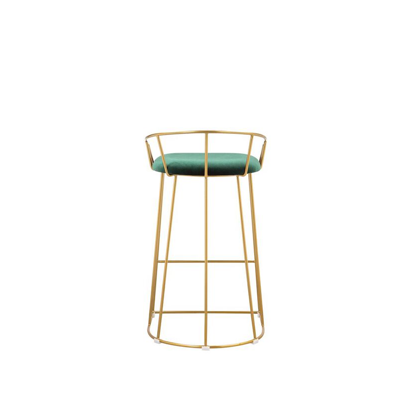 Pangea Home Jillian Gold Counter Stool Green Velvet