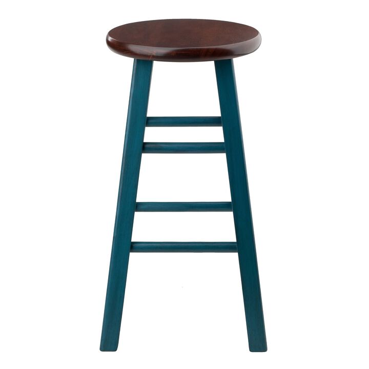 Winsome Wood Ivy model name Stool Rustic Teal/Walnut 13.4x13.4x24.2