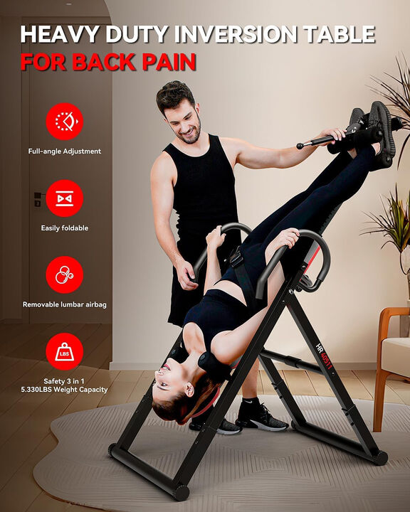 HARISON Heavy Duty Inversion Table, 180&deg; Full Inversion, Foldable, 330 lb Capacity, Back Pain Relief (HR-40511)