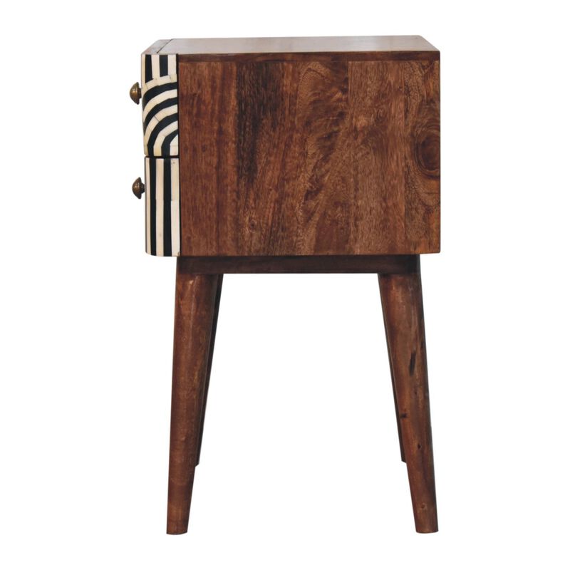 Artisan Furniture Solid Wood Honey Caramel Edessa Bone Inlay Bedside