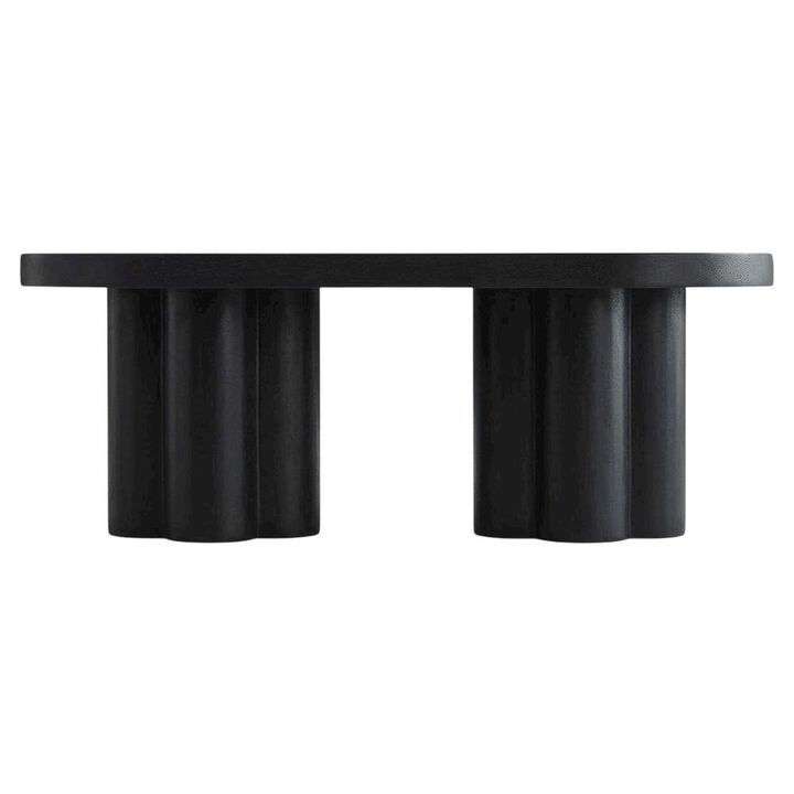 Oval Concrete Coffee Table with Modern Design and Sturdy Surface