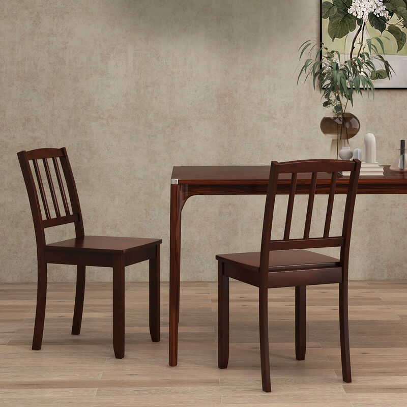 Wood Dining Chair Set of 2 with Rubber Wood Legs image number 2