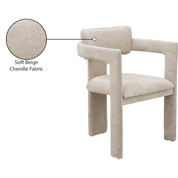 Meridian Furniture Brenda Beige Chenille Fabric Dining Chair, Set of 2