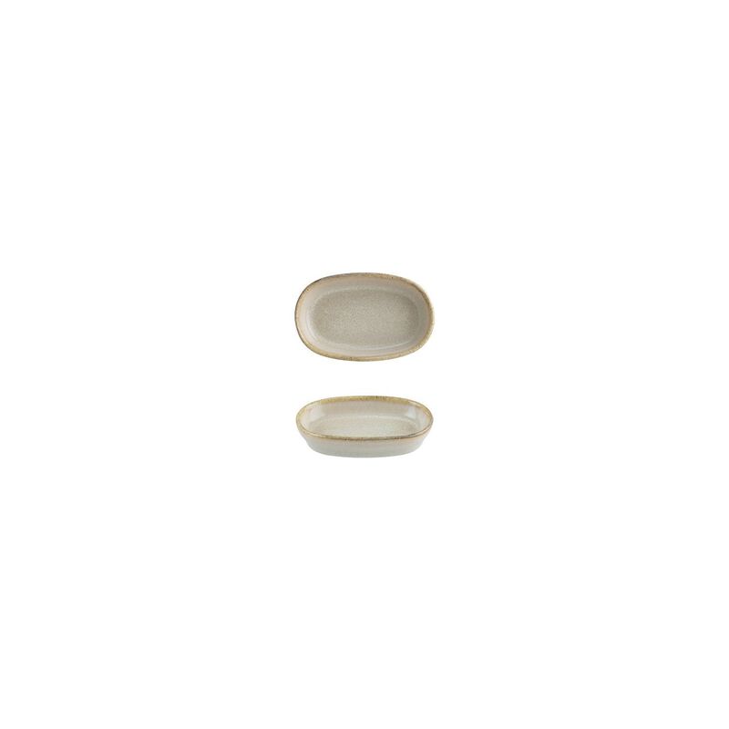 Sand 4" x 2.5" x h:0.75" Oval Beige Vitrified Platter (Set of 4) image number 4