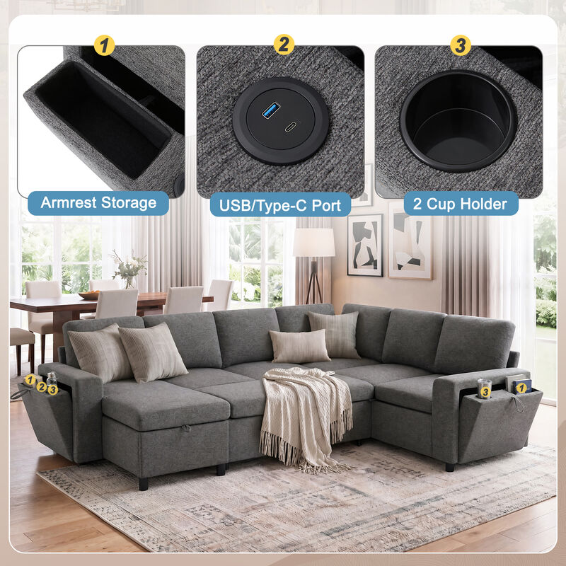 Spesi U-Shaped Convertible Sectional image number 5