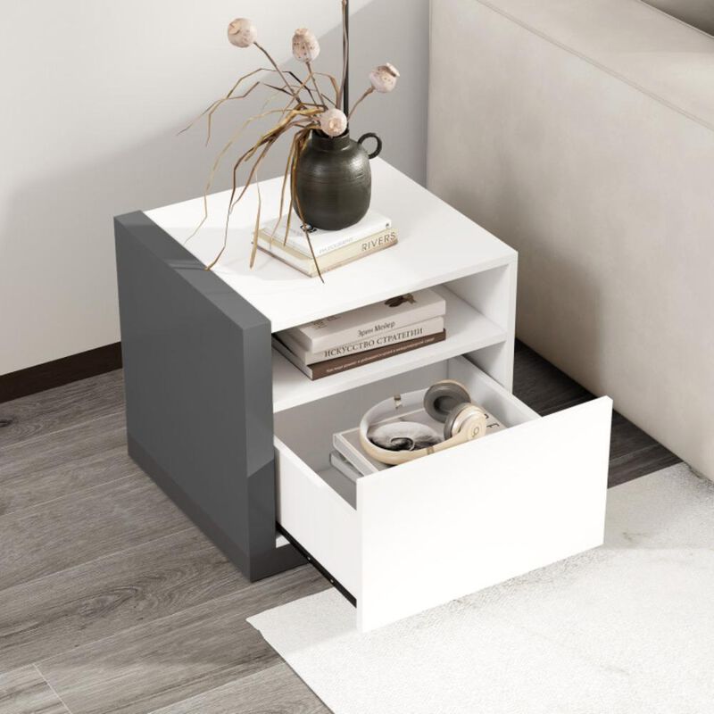 Hivvago Modern Minimalist Nightstand with Drawer for Bedroom