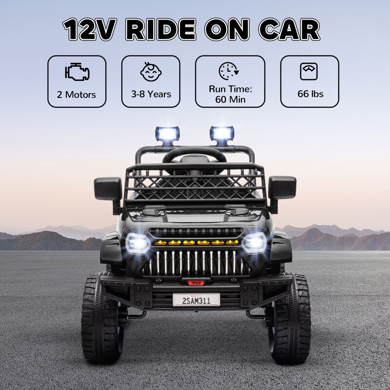 BreeBe 12V Battery Powered Ride On Truck, Kids Electric Car with Spring Suspension, Remote, Horn, USB Music image number 3