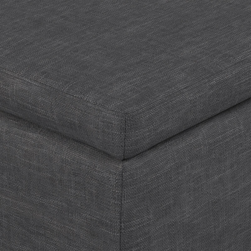 Avalon 48 inch Wide Contemporary Rectangle Storage Ottoman Bench in Slate Grey Linen Look Fabric, Assembled image number 8