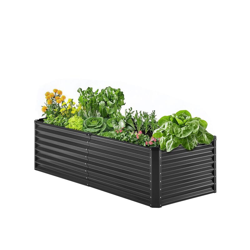Galvanized Metal Raised Garden Bed for Outdoor Planting, Durable Planter Box