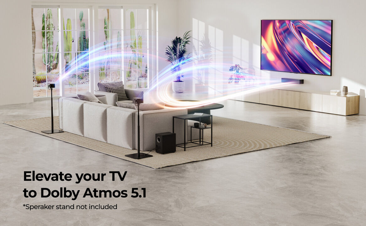 ULTIMEA Poseidon M4T 5.1ch Dolby Atmos Sound Bar for TV,410W,5.25" Wireless Subwoofer,Surround Adjustable
