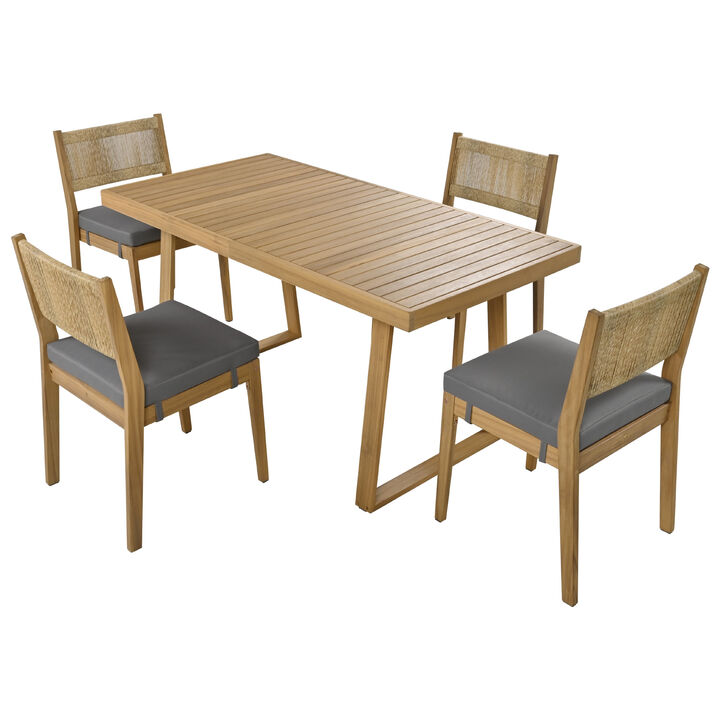 Merax Outdoor Acacia Wood Dining Table and Chair Set