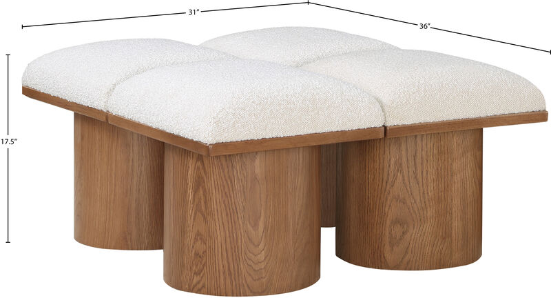 Meridian Furniture Pavilion Cream Boucle Fabric Bench