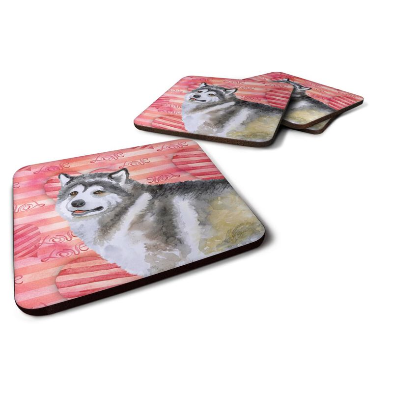 Caroline's Treasures Alaskan Malamute Love Decorative coasters, Multicolor