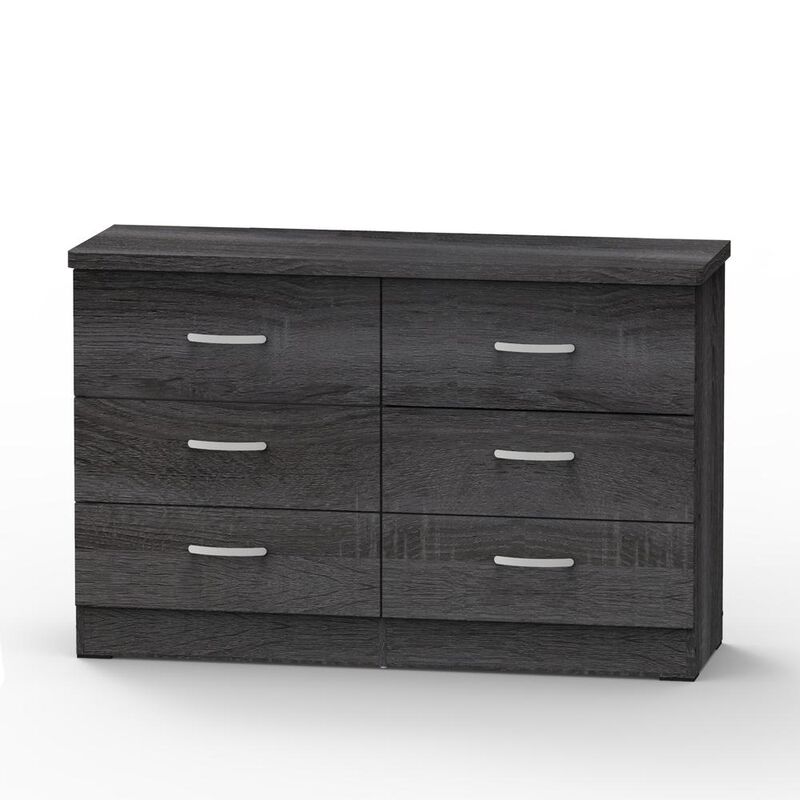 Better Home Products DD & PAM 6 Drawer Engineered Wood Bedroom Dresser Gray