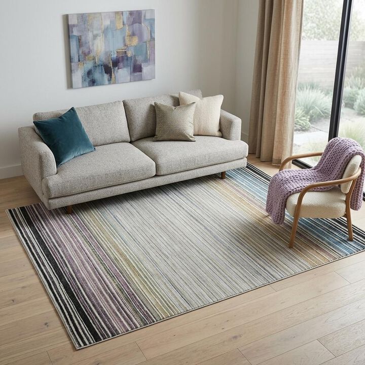 HomeRoots 5' X 8' Beige and Blue Abstract Distressed Area Rug