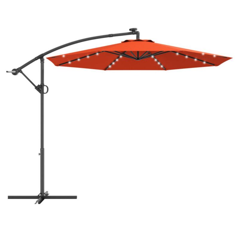 Hivvago 10 Feet 360&deg; Rotation Solar Powered LED Patio Offset Umbrella without Weight Base