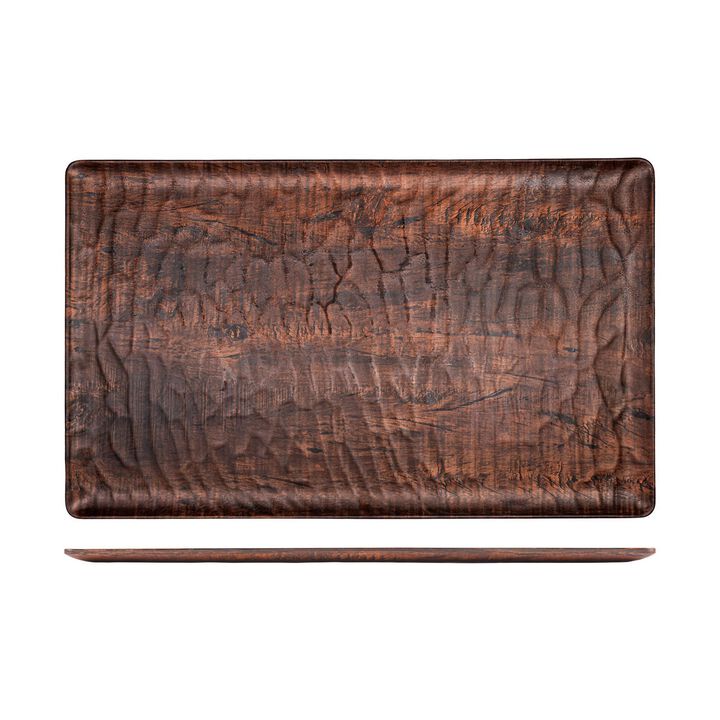 Turgla Composite 20.75" x 12.75" x h:0.5" Rectangular Brown Composite Platter