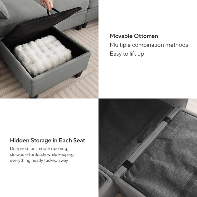 Degvex Chenille Modular U‑Shaped Sectional Sofa image number 4