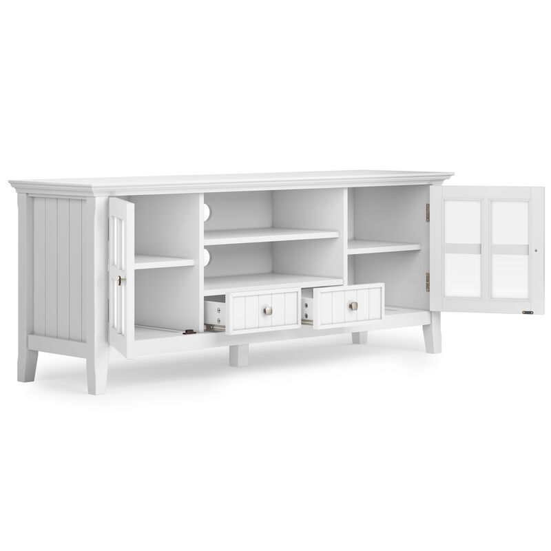 Acadian SOLID WOOD 60 inch Wide Rustic TV Media Stand in White For TVs up to 65 inches
