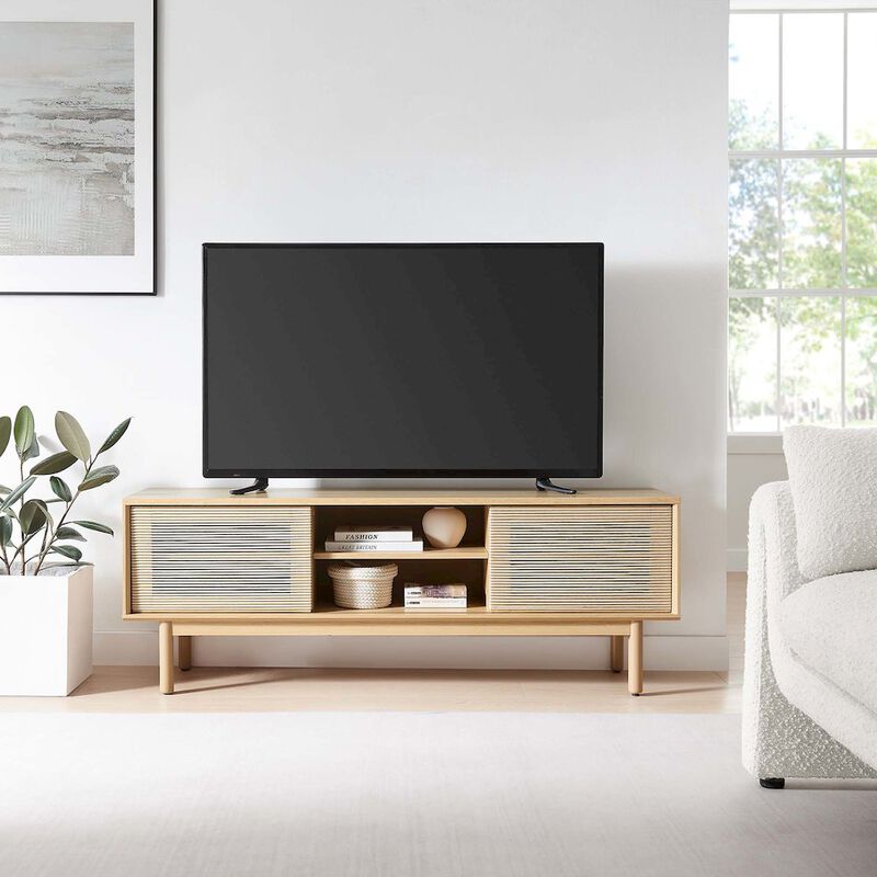 Modway EEI-6584-OAK-TAN Milo 59" TV Stand, Oak Tan image number 9
