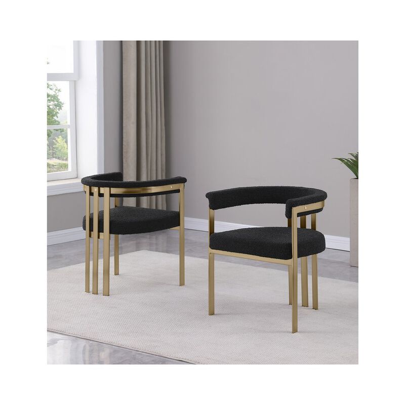 Best Quality Furniture 5Pc Round 48X48 Dining Set With 4 Black Boucle Chairs