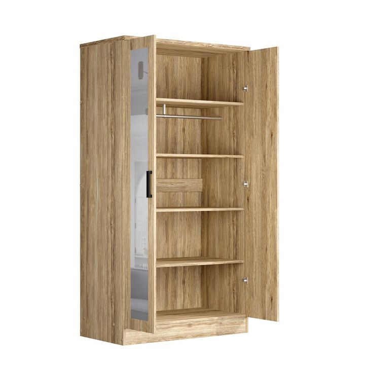 2 Doors Wardrobe Mirrored Door