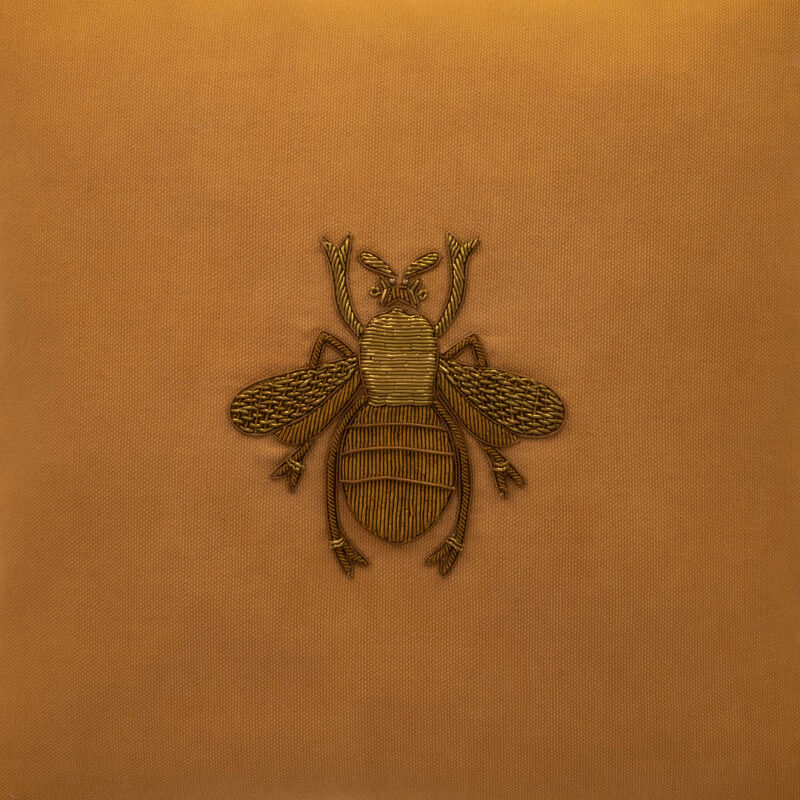 Golden Bee Cotton Throw Pillow, 12" X 12"