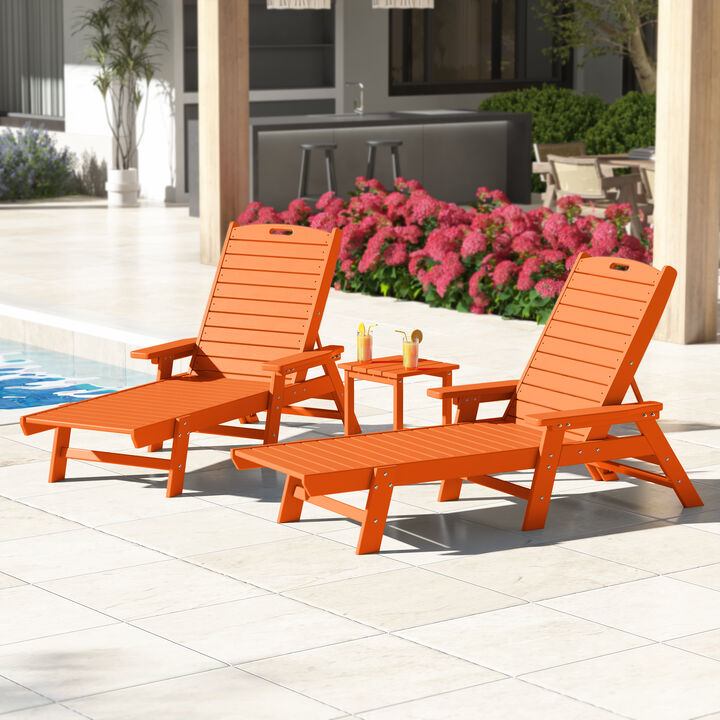 Poly Reclining Chaise Lounge Set with Table