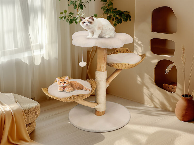 Extra Large Cat Trees Tall Solid Wood Cat Tree Tower with Spacious Wicker Basket image number 2