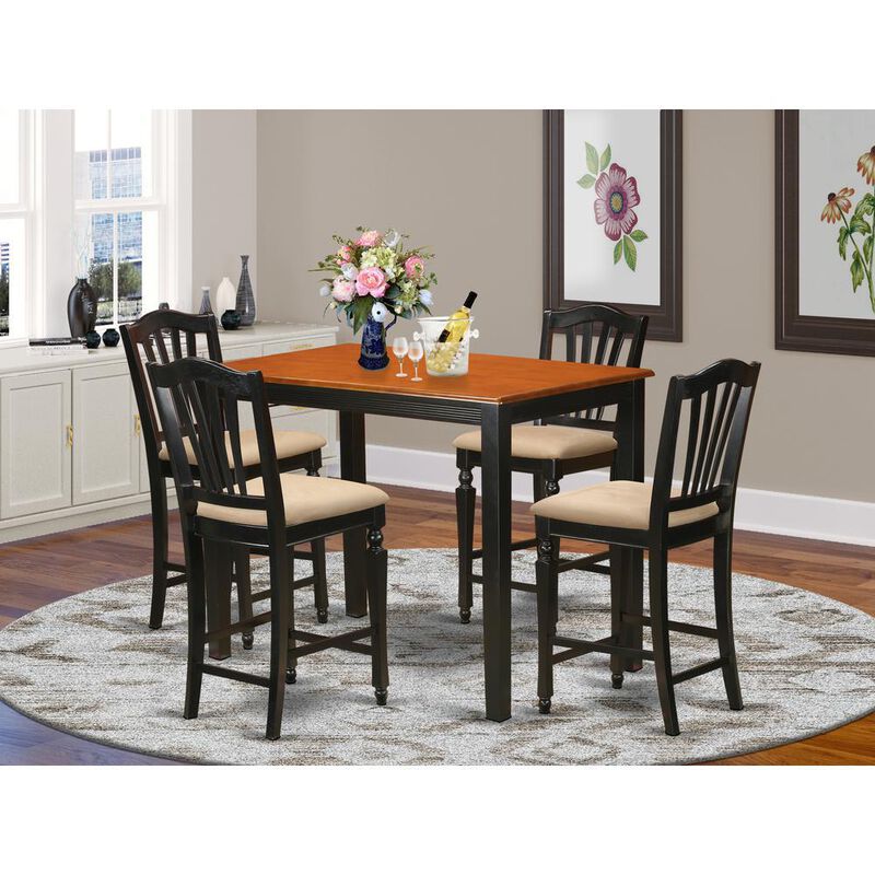 5 Pc Dining counter height set - Kitchen dinette Table and 4 counter height stool.