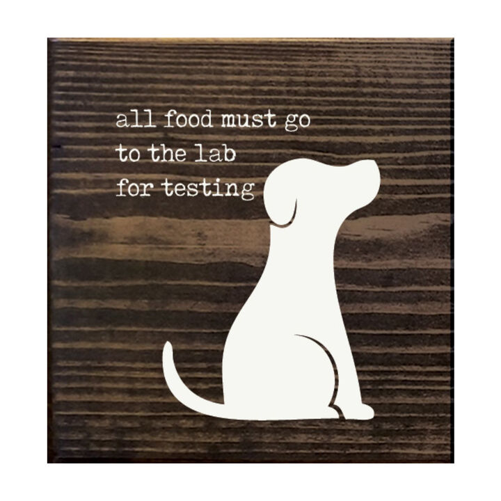 Pet Lover Wood Wall Sign All Food Must Go To The Lab For Testing Solid Pine Decor