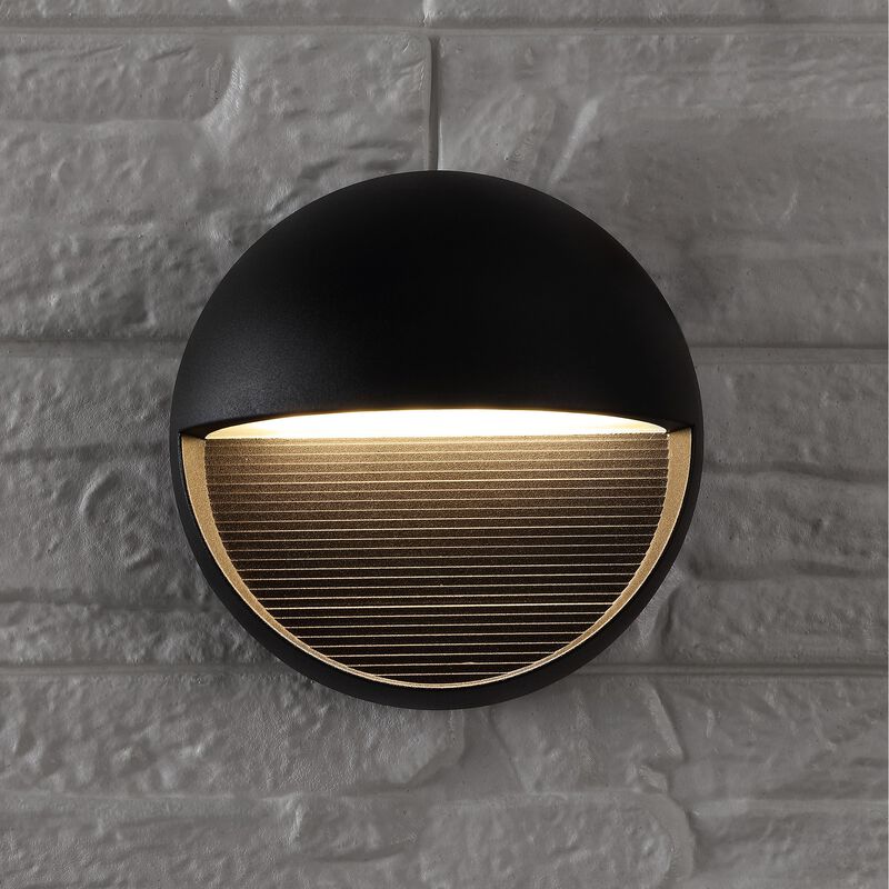 Orbe 6.25" Outdoor Metal/Glass Integrated LED Wall Sconce, Black