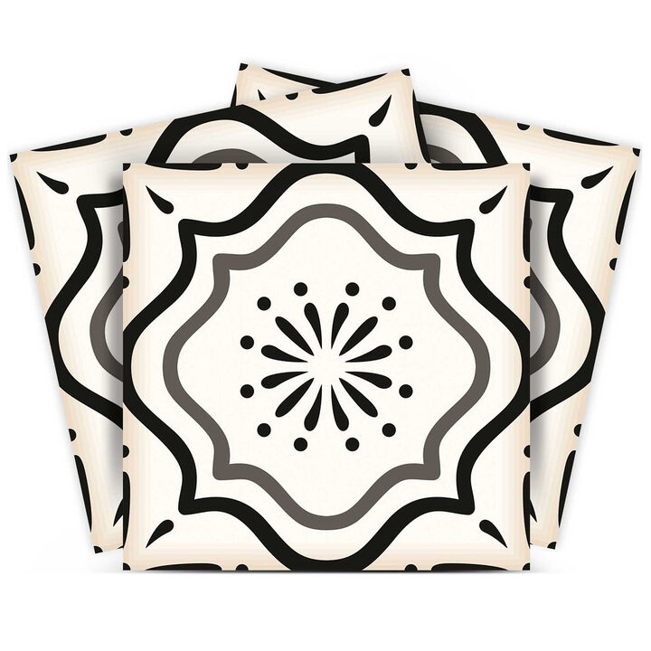 HomeRoots 8" X 8" Black And White Mosaic Peel And Stick Removable Tiles
